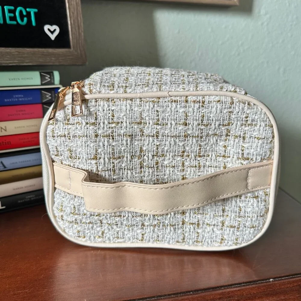 Tweed Cosmetic Bag in Plaid Pattern - NWOT